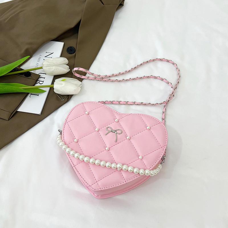 Pearl Heartshaped Shoulder Bag With Zipper Closure For Office And Outings