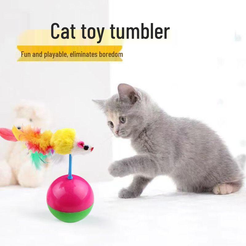 Colorful Feather Tumbler Cat Toy: Interactive, Self-Amusing, Boredom Relief for Cats