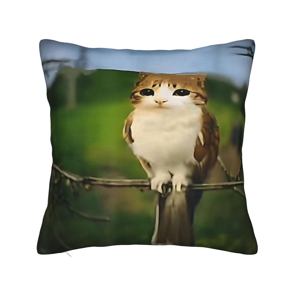 My Spirit Animal Funny Meowl Cat Owl Pillowcase Printed Cushion Cover Gift Meme Brainrot Throw Pillow Case Cover Home Zippered