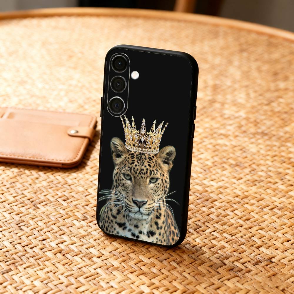 L-Luxury F-Fashion leopard Print  Phone Case For Samsung  A73,A21s,A22,A31,A32,A52,A53,A71,A80,Soft Black Shell