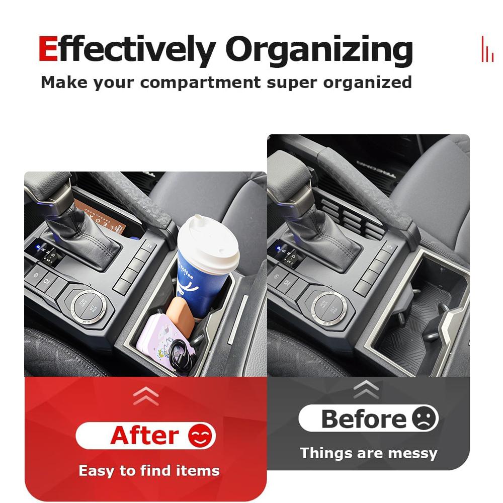 Center Console Organizer for 2025 Toyota Tacoma Cup Holder Center Armrest Storage Box Coffee Holder ABS Accessories Car Storage