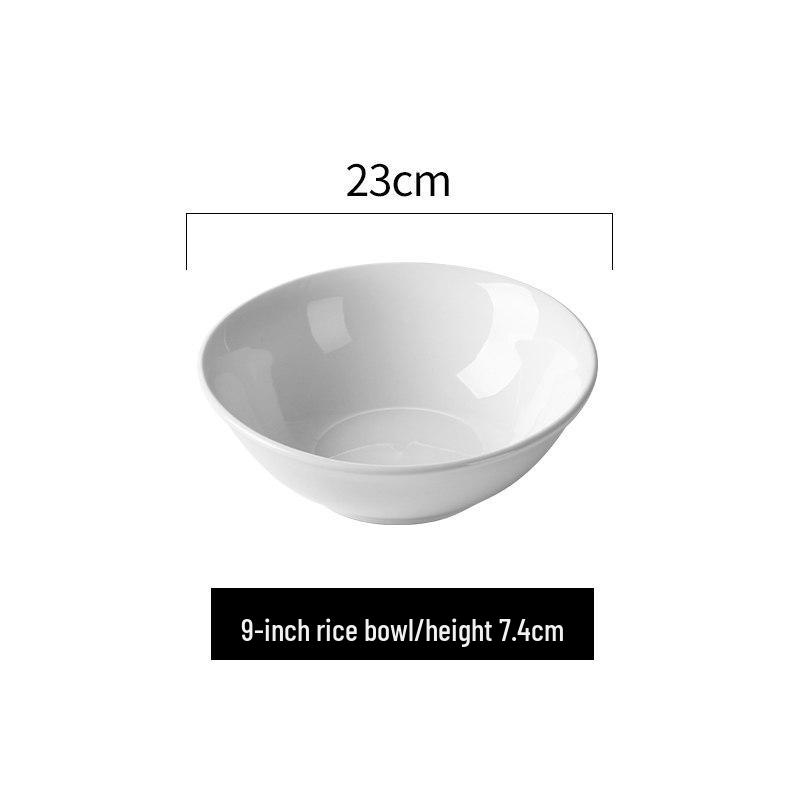 White Ceramic Microwaveable Bowl – Versatile for Soup, Noodles, Rice, and More, Ideal for Home or Commercial Use