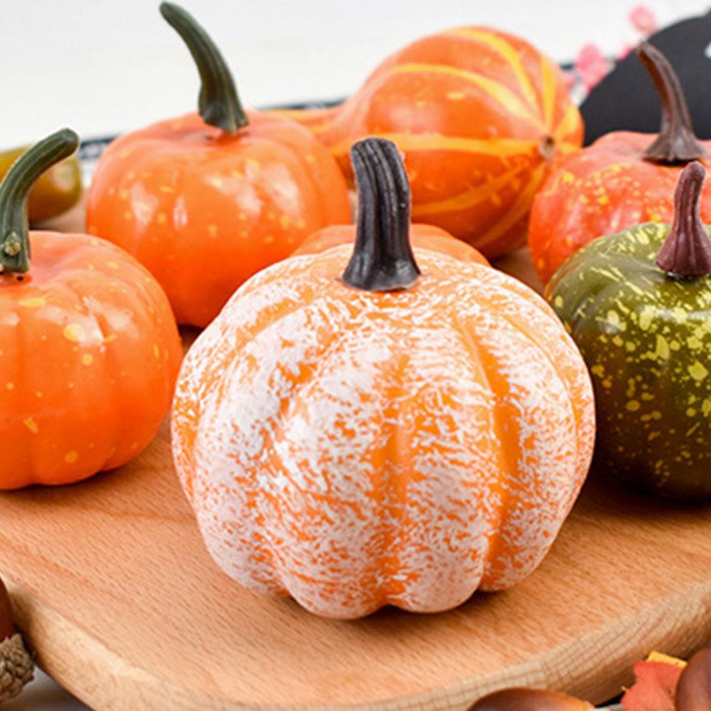 166Pcs Halloween Artificial Pumpkin Set Thanksgiving Ulation Pinecones Fall Harvest Decoration
