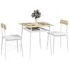 Dining Set, 3-Piece, Table and Chairs, Open Shelf, White and Oak, Steel Frame