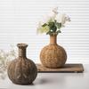 Handwoven Weave Vase Plastic Rattan Chinese Retro Indoor Desktop Creative Home Floral Arrangement Flower Basket Home Decorations