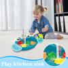Electric Kids Play Kitchen Sink Toy with Running Water Cycle Dishwasher Pretend Play Set for Children Interactive Role Play Household Accessories