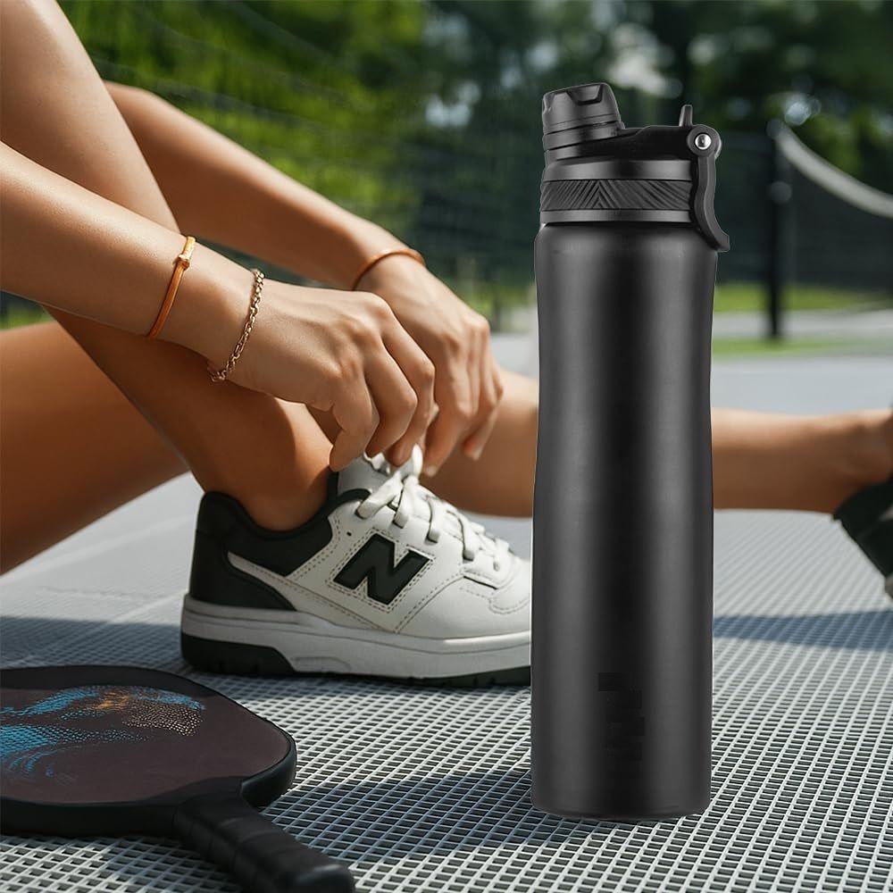 800ml Duo Sport Stainless Steel Water Bottle | ISI Certified Made in India | Double Wall Vacuum Insulated Flask | for Office, School, Gym & Travel