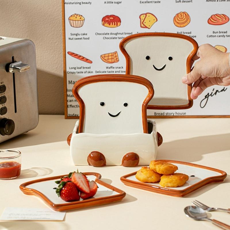 Bread Look Dip Plate Collection for Sauces and Appetizer Portions, Cute Table Accent for Everyday Home Dining Use