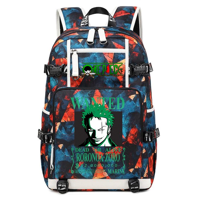 One Piece Zoro Anime Backpack Large Capacity School Bag for Teens Kids
