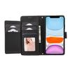 For iPhone 11 Cell Phone Case Lines Imprinted Built-in Mirror Anti-drop Leather Cover with 2 Straps