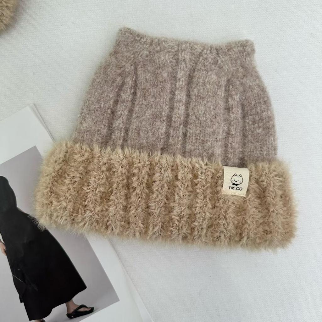 New autumn and winter Internet celebrity knitted hat women's versatile casual cute thickened velvet thermal ear hat