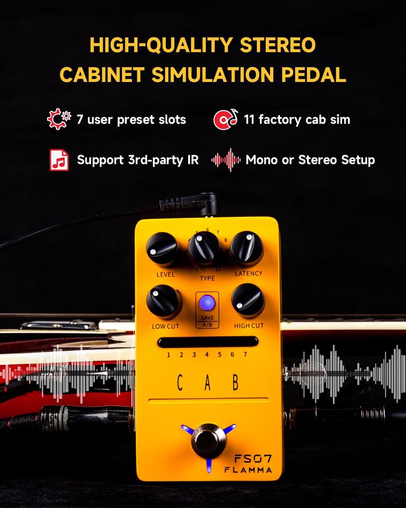 FLAMMA FS07 Stereo Cabinet Simulation Pedal 11 Factory Cab Sim File Support Software Editing 3rd Party IR Load 7 Readable Presets