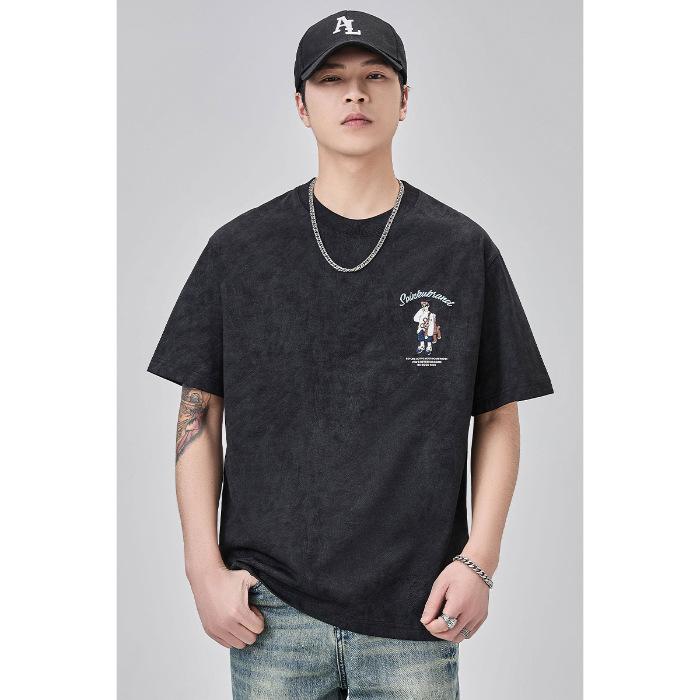 New Summer Ins Cartoon Printed White Short-sleeved T-shirt for Men