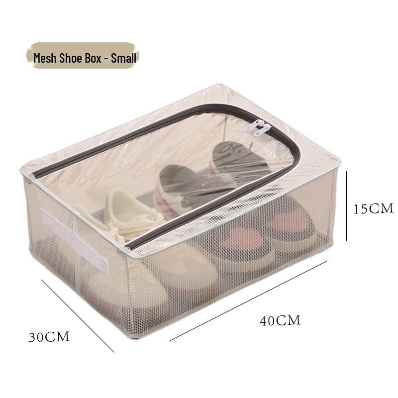 Under-Bed Transparent Shoe Storage Box with Steel Frame, Foldable & No-Install