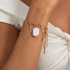 Vintage Metal Heart Pendant Bangle Women Irregular Pearl Tassel Chain Bracelet Fashion Classic Wedding Party Jewelry Accessories
