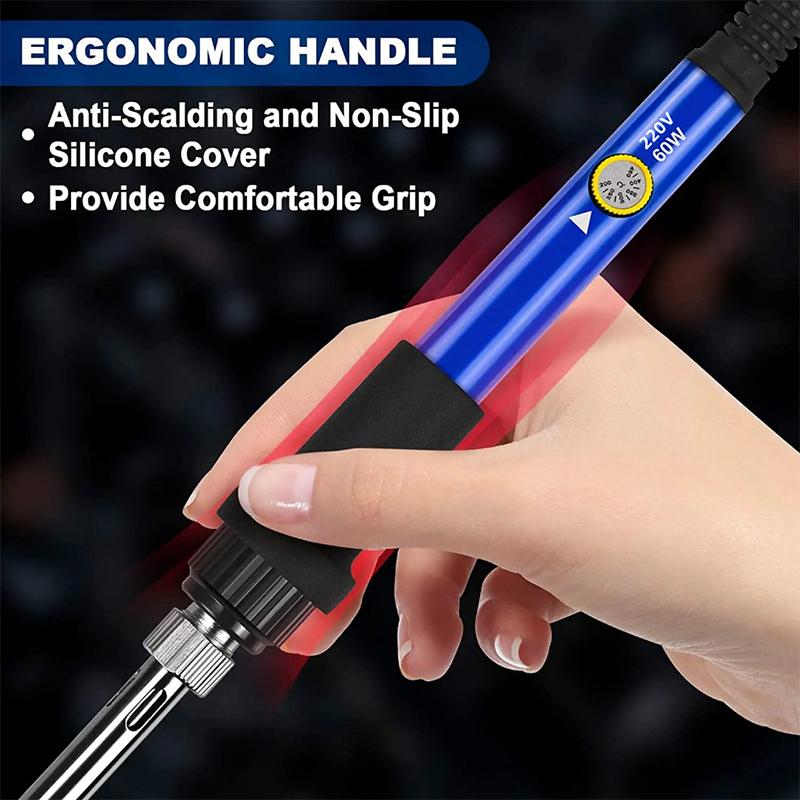 1/3/5/7/8/9Pcs Adjustable Temperature Electric Soldering Iron 220V 60W Welding Solder Rework Station Heat Pencil Tips Repair