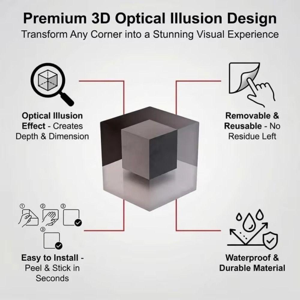 Creative 3D Wall Art Stickers Self-Adhesive Corner Wall Decal  Home Decoration