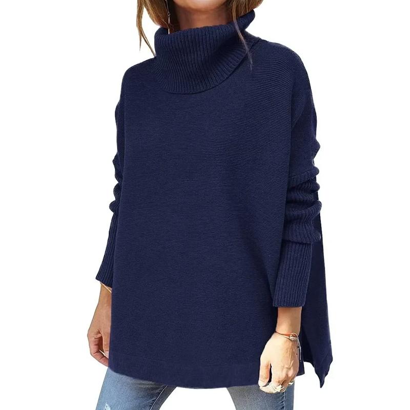 Autumn Winter Thick Simple Knitted Pullovers Sweaters Turtleneck Long Sleeve Women Sweater Casual Loose Jumpers Woman Tops 29569