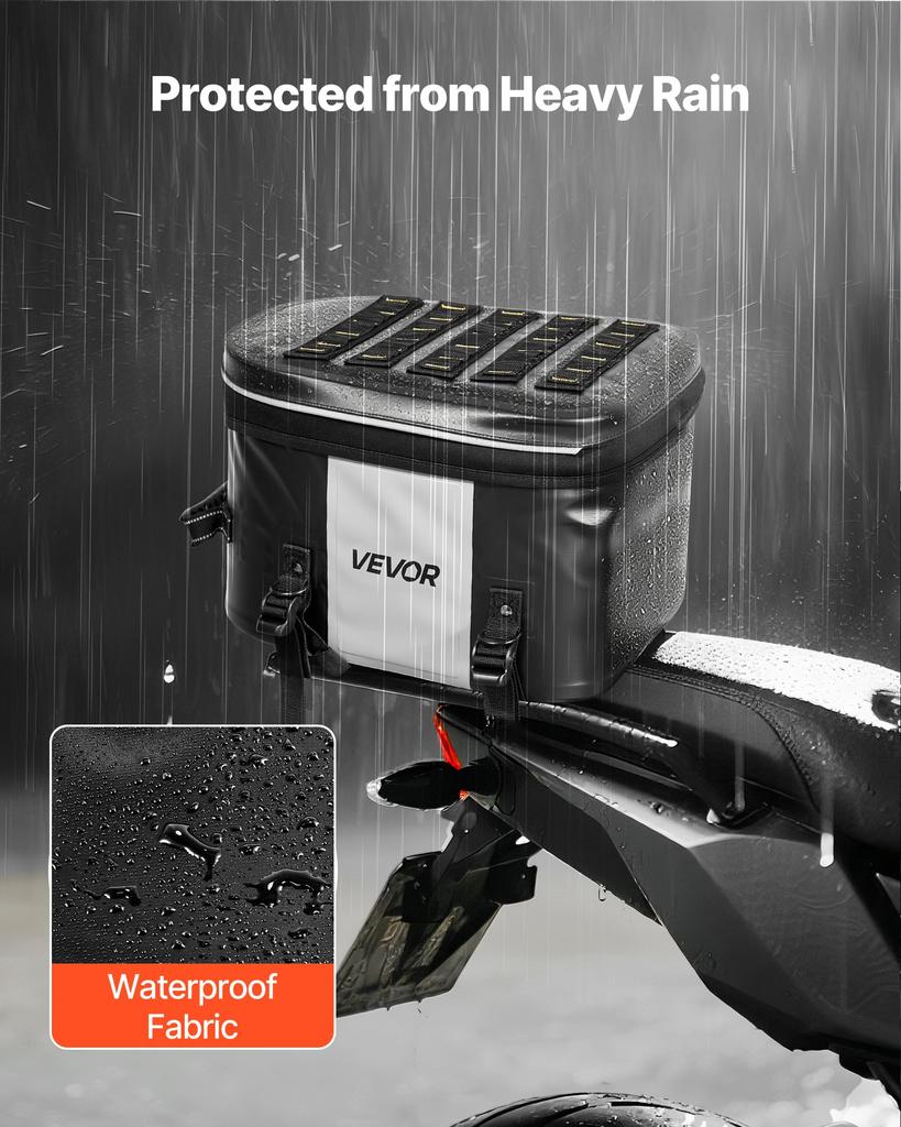 VEVOR Motorcycle Tail Bag, 28 L Motorcycle Rear Seat Bag with Waterproof Fabric
