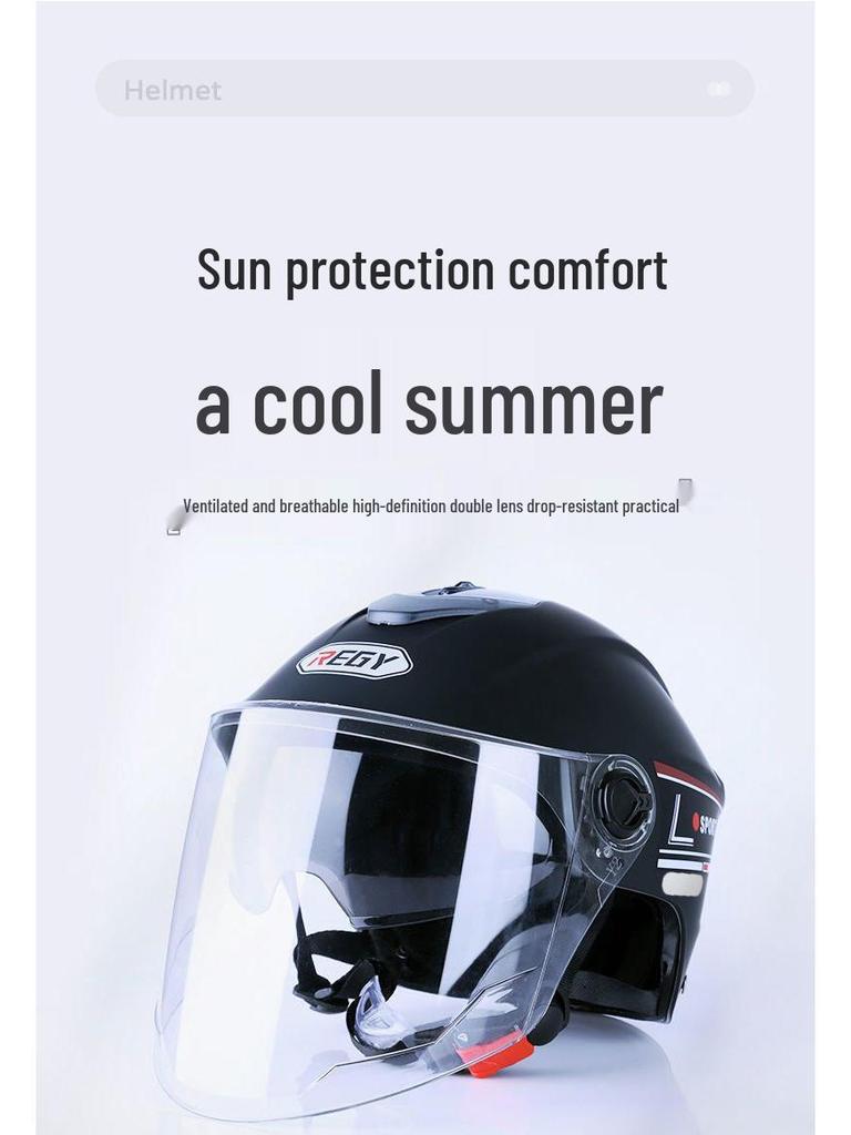 Dual Lens Electric Motorcycle Helmet, Four Seasons Universal, Class A Certified for Men and Women.