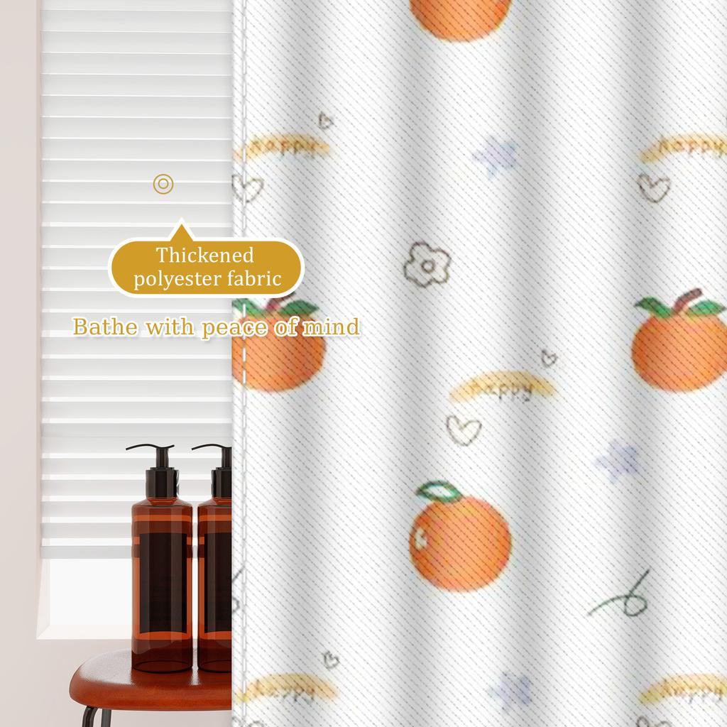 Cheerful Happy Orange Shower Curtain - Warm Color Fruit polyester fabric