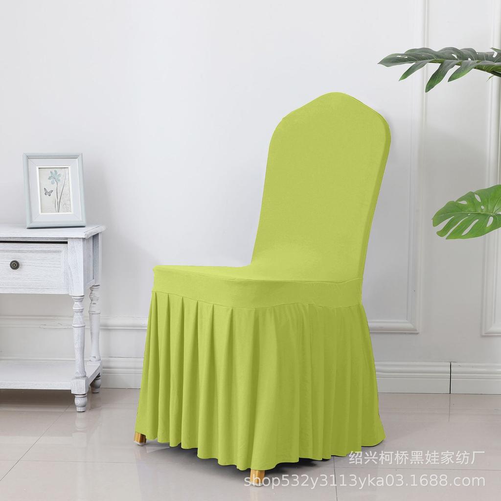 Banquet Chair Cover Thickened Elastic Pleated Skirt Dining Chair Cover Wedding Hotel Party Venue Decoration Simple and Versatile