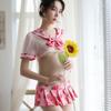 Sex Underwear Perspective Super Short School Girl Uniform Temptation Strawberry Print Sailor Collar Free Uniform Set