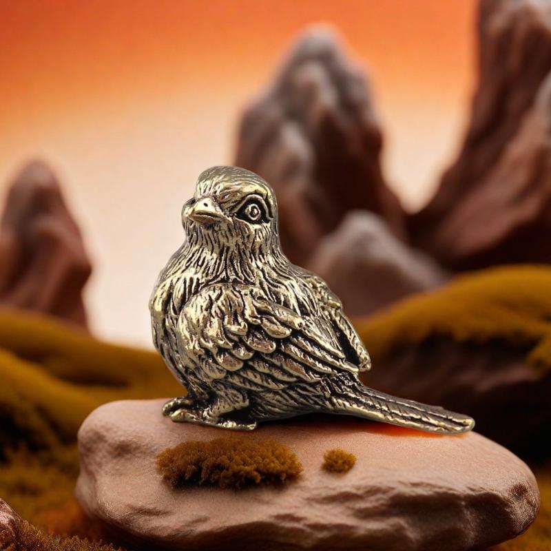 Small Sparrow Statue Metal Brass Tea Pet Table Ornament Home Decoration Accessories Retro Bird Animal Figurines Miniatures Craft