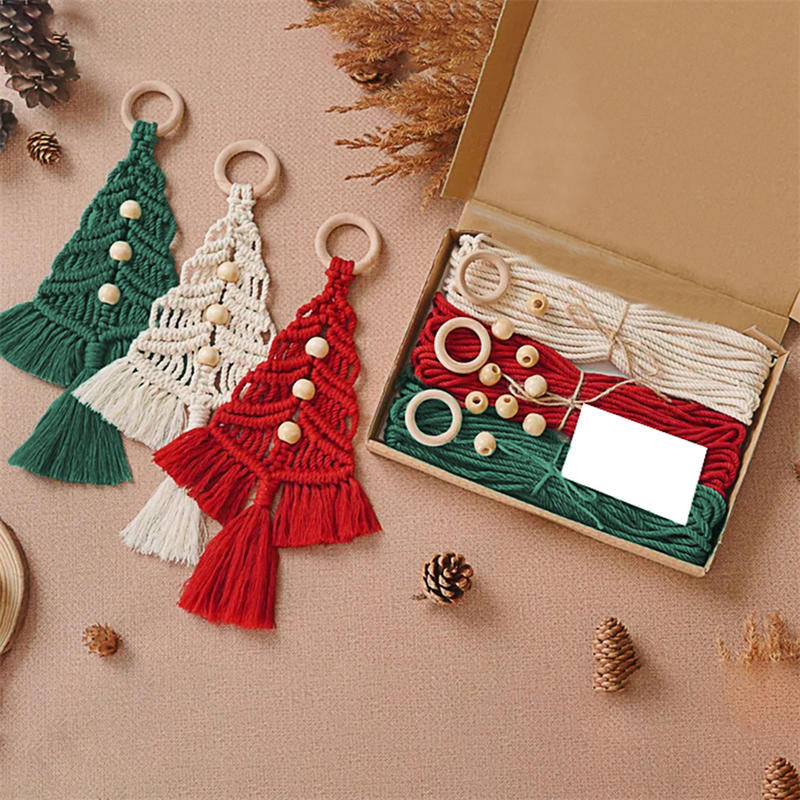 3pcs/set DIY Macrame Woven Christmas Tree Kit Christmas Craft Gift Kit Very Suitable For Family Friends Perfect Holiday Gifts