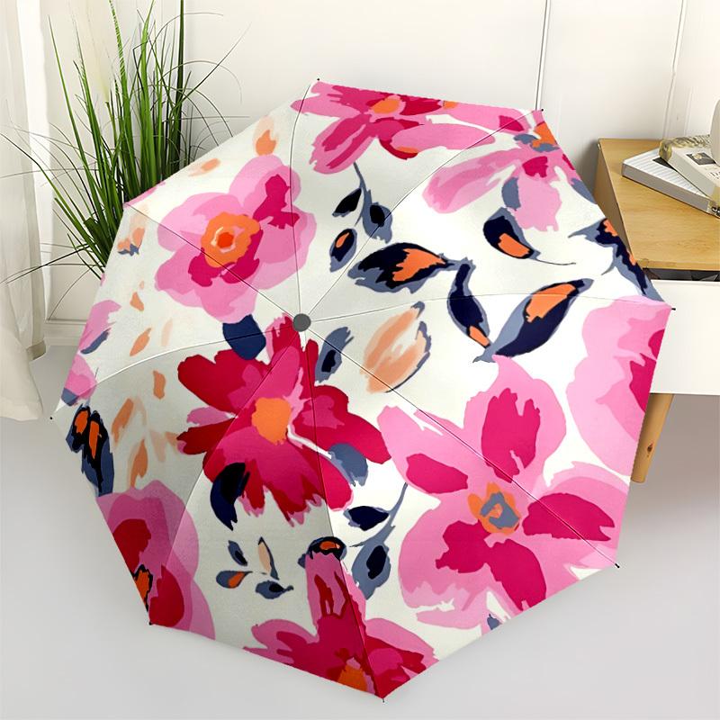 

1pc Floral Pattern Automatic Open/close Folding Umbrella, Compact Portable Travel Umbrella, Cute Umbrella, Durable Construction yy260328015