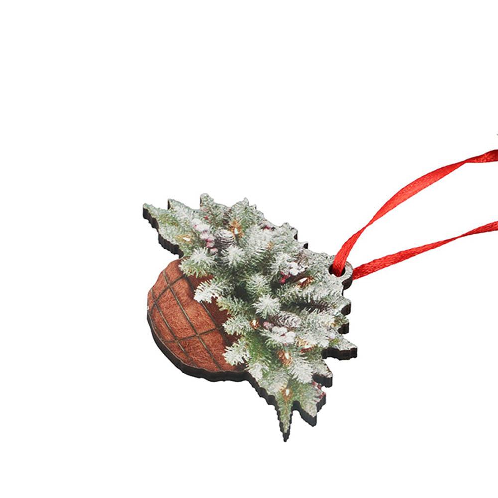 2D Flower Basket Hanging Ornament Wooden Mini Flower Basket Small Bell Pine Cone Pendant  Home