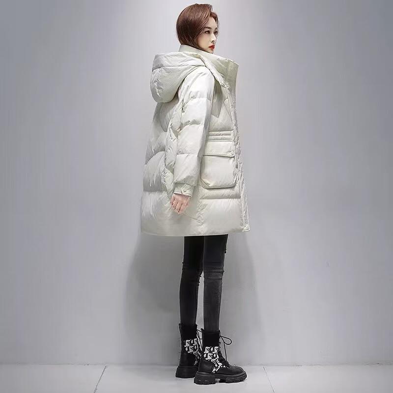 YAYA Damen Mittellange Daunenjacke mit Kapuze