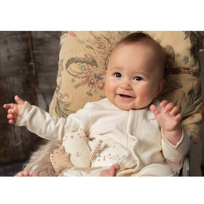 Amorosa Mamma Rattle Toy Stuffed Animal Rattle Mom Hold Cat Organic Cotton Amorosa Mamma Baby