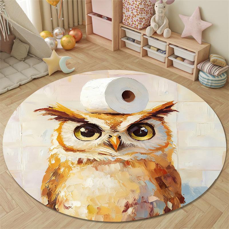 Trendy Round Fox Multicolor Rug Mat, Non-Slip Floor Mat for Office