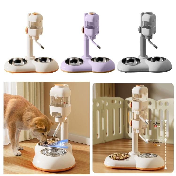 Dog Feeder Puppy Food Water Bowl Double Bowl Height Adjustable Large Capacity