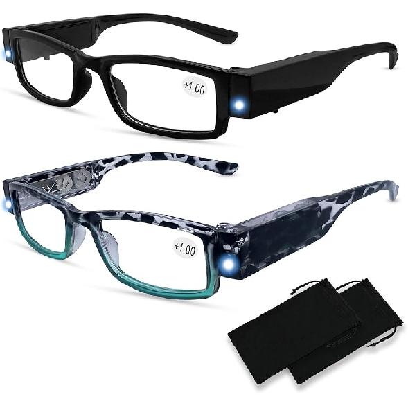 Очки для чтения с подсветкой Яркие светодиодные очки для чтения Очки для чтения с подсветкой Лупа со светом для мужчин и женщин Очки Подсветка Лупа +1.0
