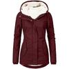 Womens Warm Mid-Length Hooded Cotton Blend Coat Winter Commute Office Wear