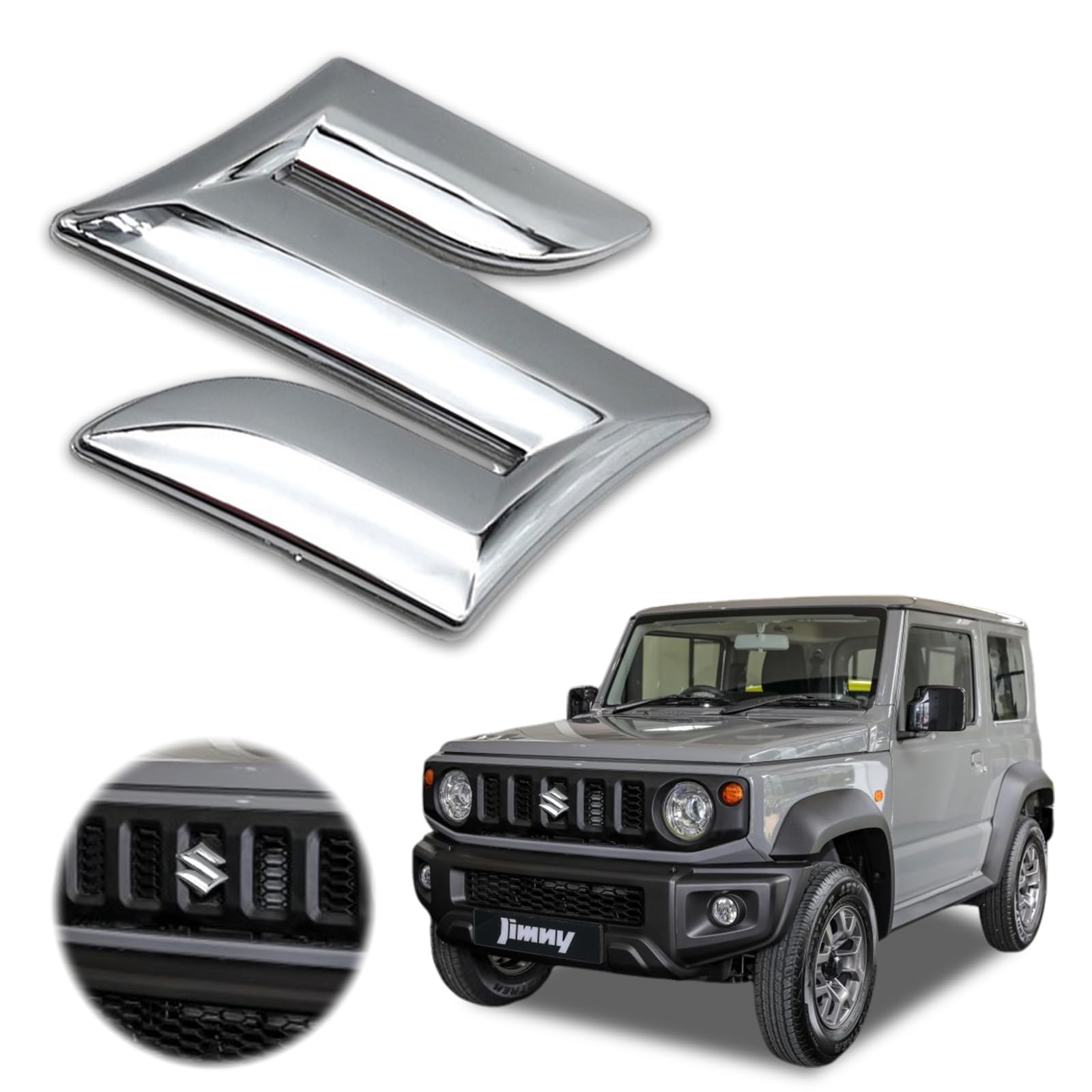 

BLOOPIC Эмблема Suzuki Jimny JB64/JB74 Эмблема Jimny Декоративный значок Gymny Наклейка на автомобиль Эмблема Suzuki серебряный