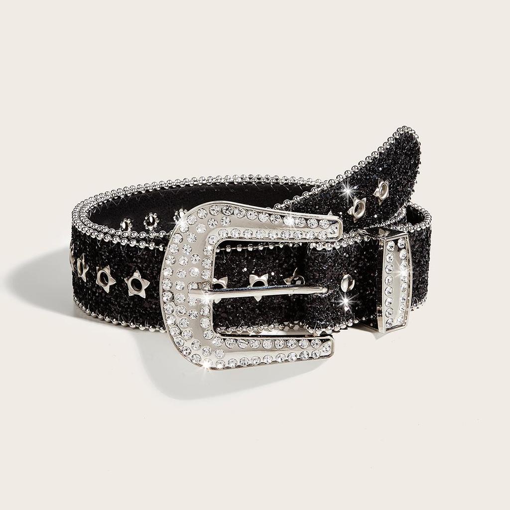 Women's Wide Rhinestone Belt – European & American Fashion Sequin Design