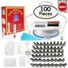 240-Piece Cake Decorating Set: Turntable, Piping Bags, Cream & Pastry Tips, Scraper, Whisk