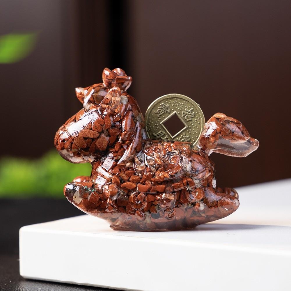 Resin Animal Decor With Natural Crystal Chips For Home Office Gift