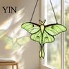 Zonlichtvanger voor Ramen Stained Glass Stijl Raamhanger, Acryl Mot Zonenvanger, Decoratieve Hangende Hanger met Beeldje Metalen Ketting, Groen