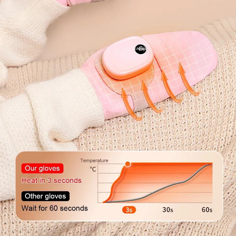 Electric Heating Gloves USB Rechargeable 3 Temp Gears Heated Mittens Winter Warm Waterproof Gloves Outdoor Travel Youpin