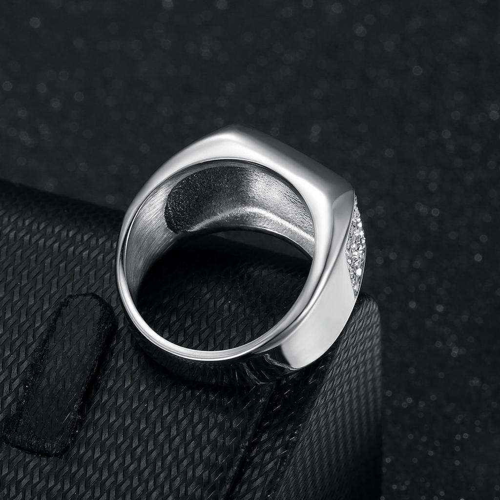 ring, trendy nightclub hip-hop ring, gold-plated diamond ring for men