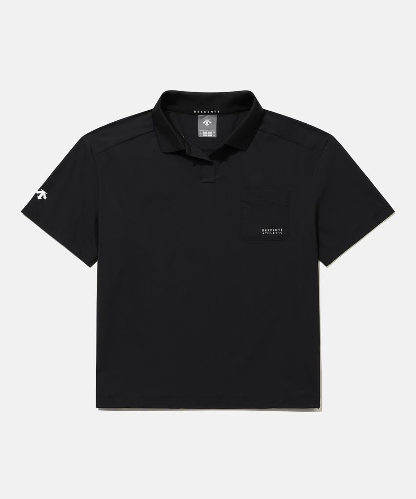DESCENTE Women'S Cooling Woven Polo Short Sleeve T-Shirt Black Sr122Pps31