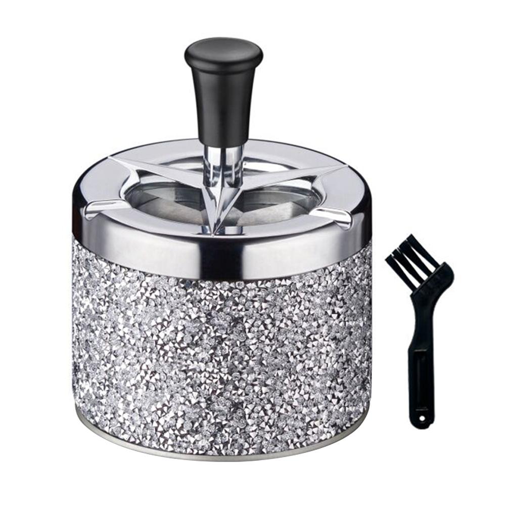 Push Down Ashtray with Lid Spinning Ashtray Windproof Self-Cleaning Ashtray Metal Car Ashtray for Cigarette Smoking