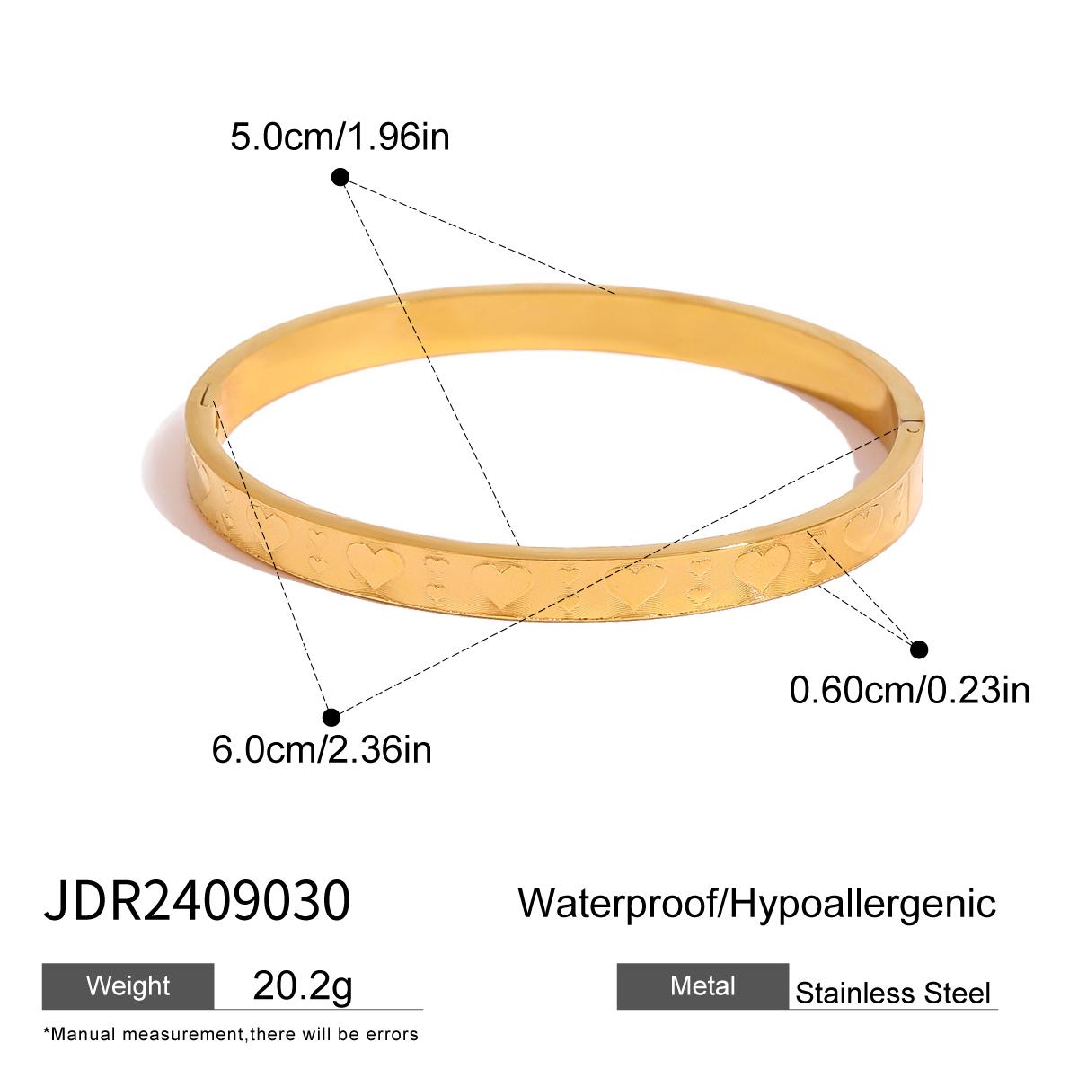 Youthway Gold Plated Stainless Steel White Zircon Heart-shaped Circle Bracelet Bangle For Women Trendy Versatile Jewelry Gift