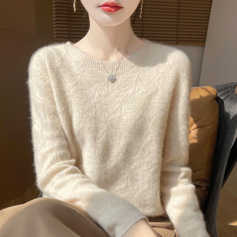 Women's Cashmere Sweater Qinghe Cashmere 30% Cashmere 70% Wool Autumn and Winter Pullover Warm and Fashionable