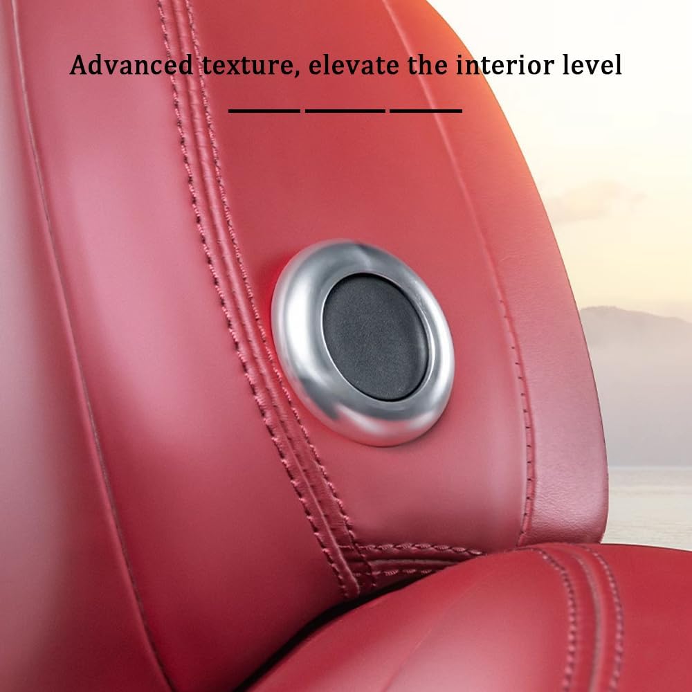 2 Pcs Aluminum Front Seat Headrest Button Covers Compatible with Porsche Cayenne 2007-2025. for Macan 2014-2024 Headrest Adjust Button Trim Ring