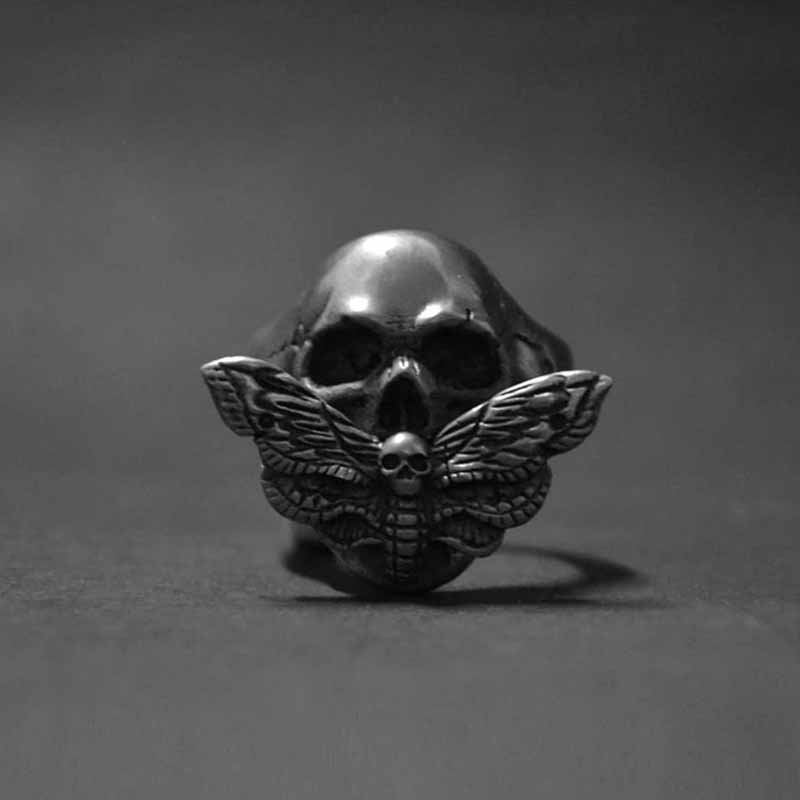 Dropshipping Men's Calvarium Skull Ring Gothic 316L Stainless Steel Biker Ring Motorcycle Band Jewellery Party Gift OSR734